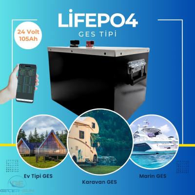 24 Volt 105 Ah LiFePO4 Batarya Metal Kasa Bluetooth Özellikli